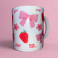 Strawberry and bow theme mug🍓🎀