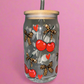 Cherries and leopard print glass can🍒🐆