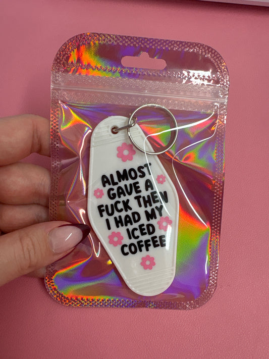 Almost gave a f, then I had my iced coffee keychain💕