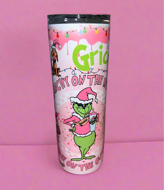 Grinch 20oz skinny tumbler💗