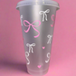 White and pink bow cold cup🎀