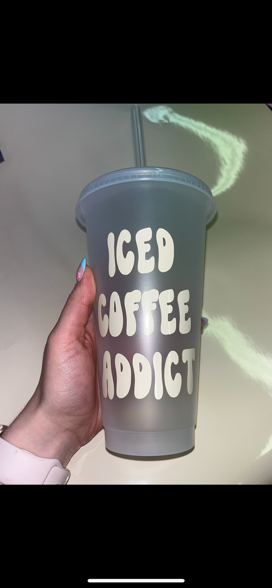 Iced coffee addict cold cup🤍