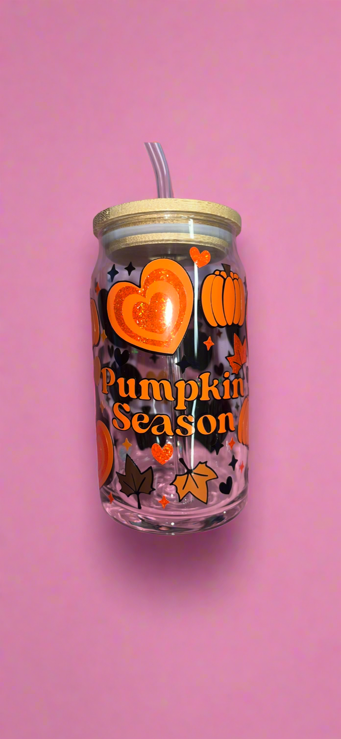 Pumpkin season glass can🎃