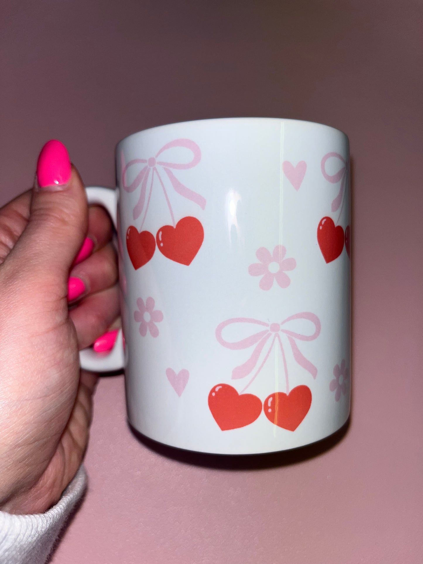 Cherry and bow mug🍒🎀