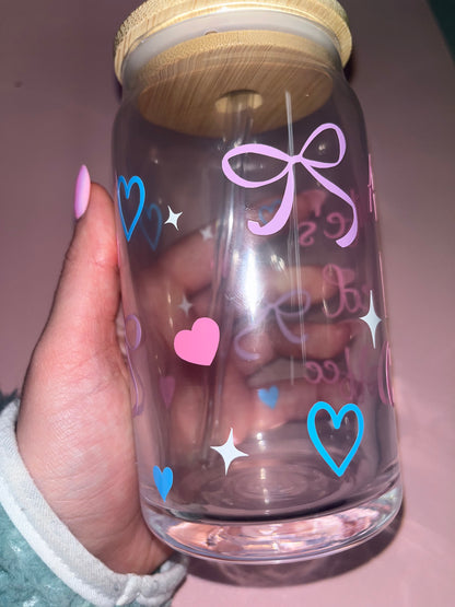 Personalised iced coffee glass can🎀💓