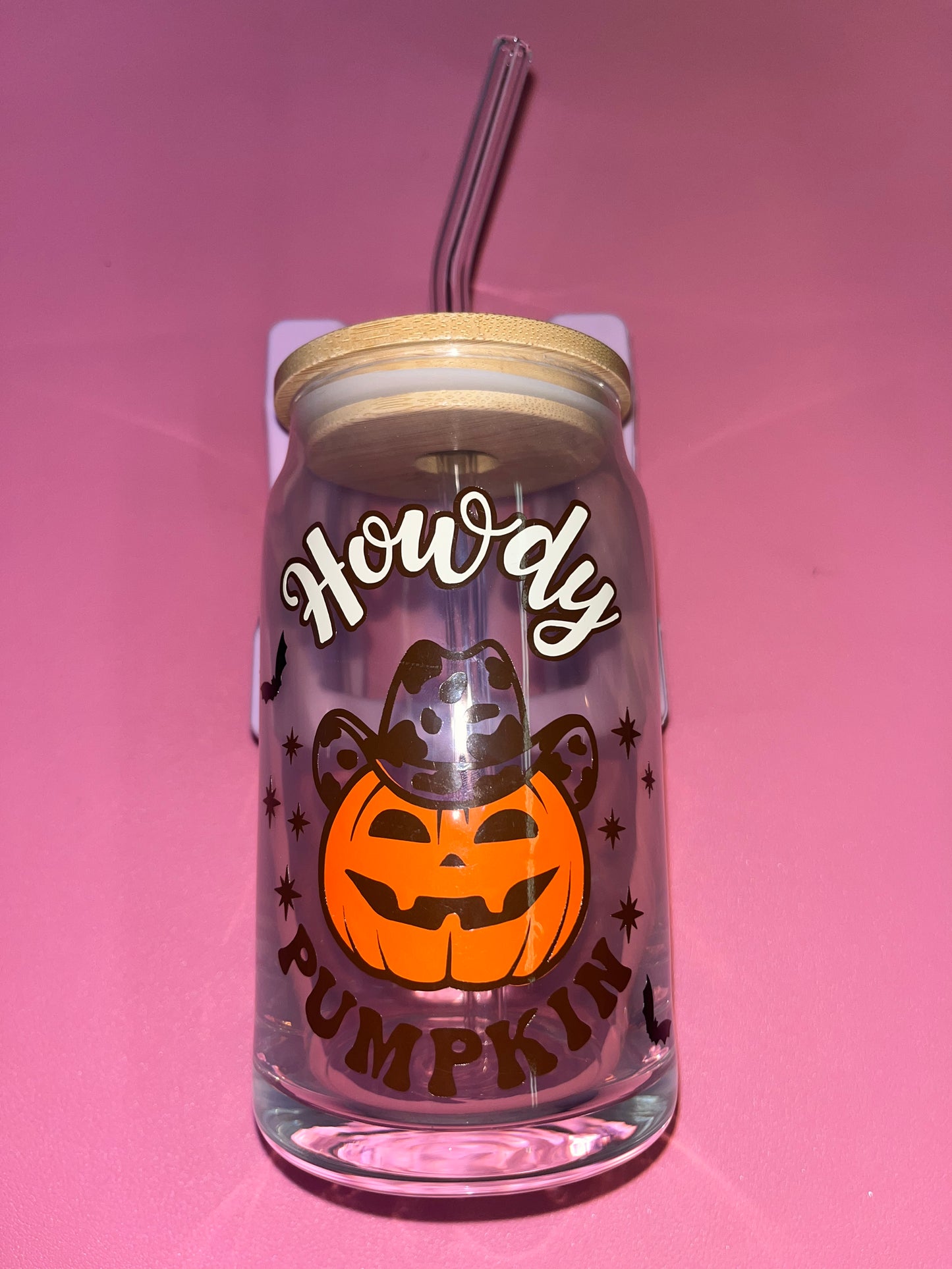 Howdy pumpkin glass can🎃🤠