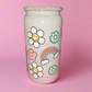 Cute 16oz glass can with gemstone lid🌸