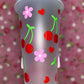 Cherry and flower theme cold cup🍒🌸