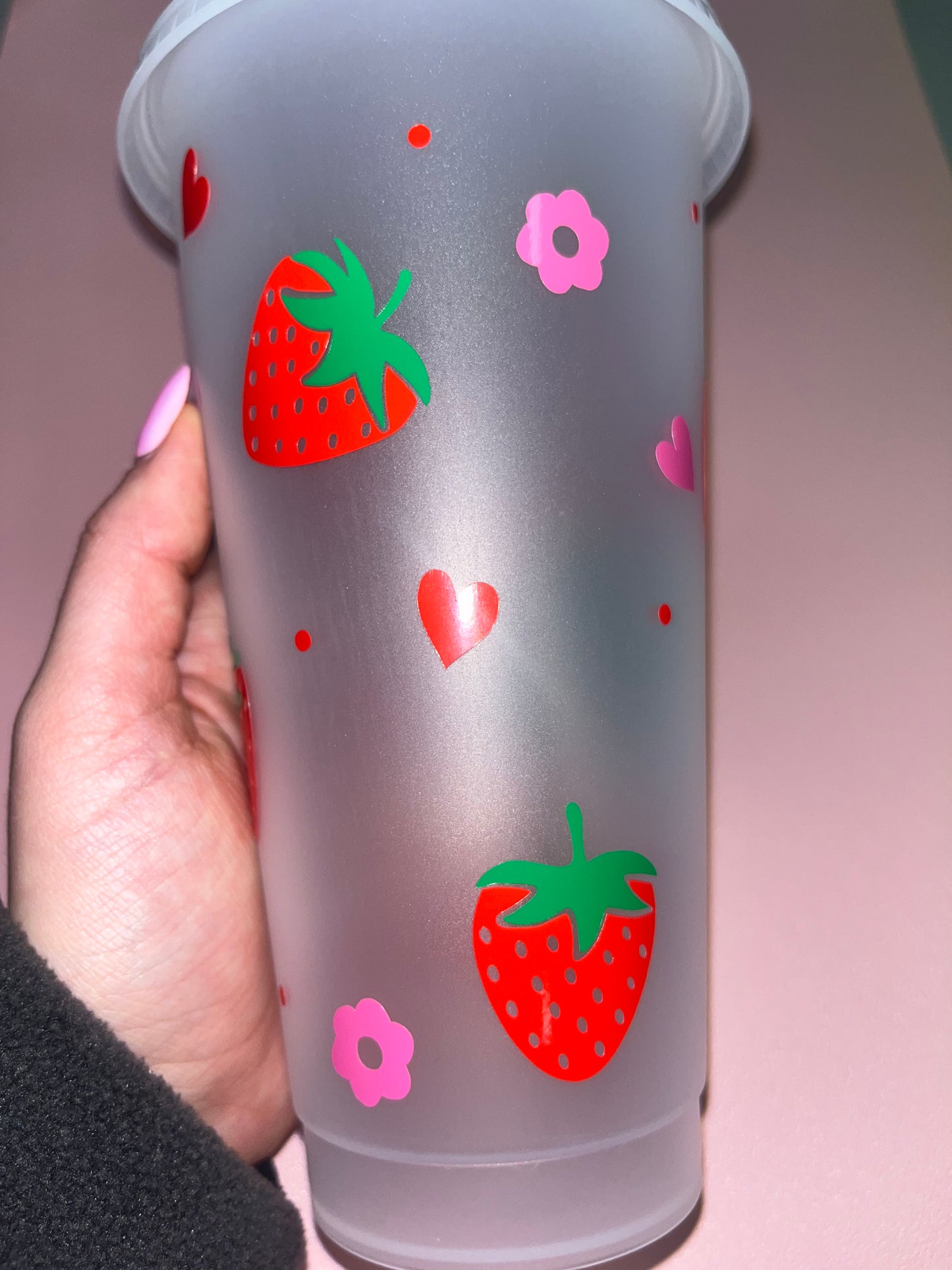 Strawberry theme cold cup🍓🌸