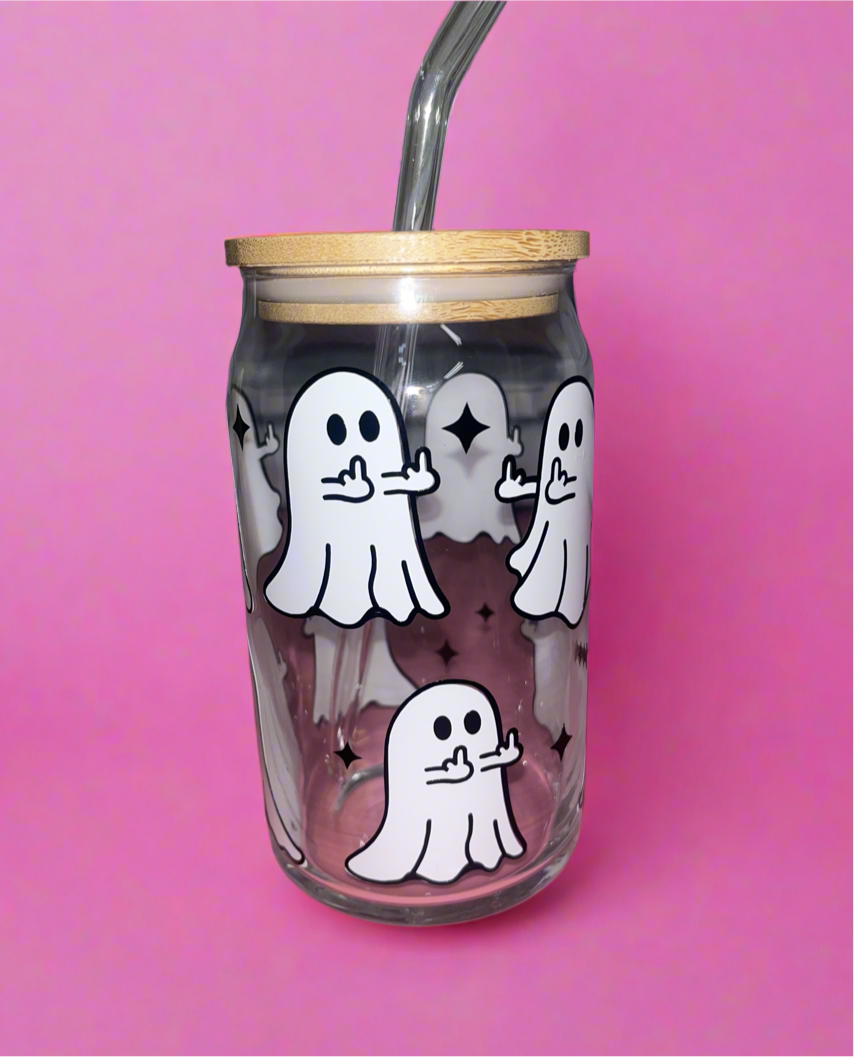 Middle finger ghost glass can💕👻