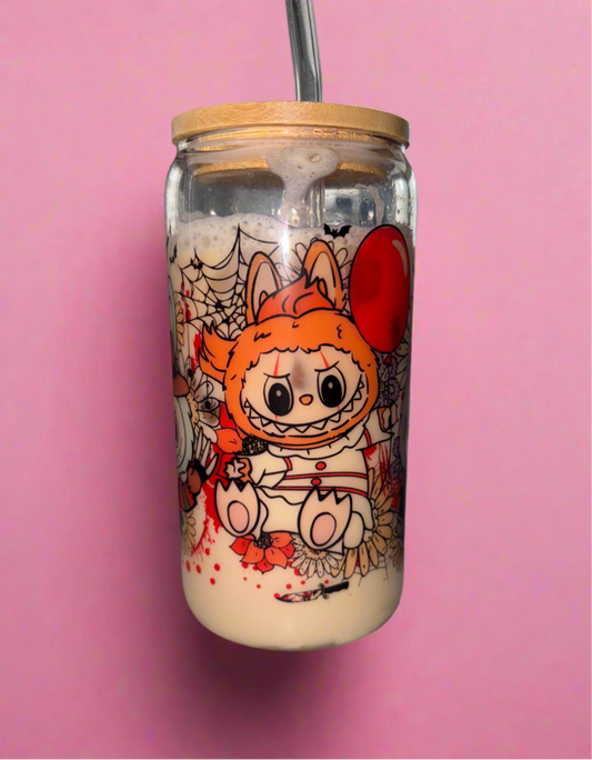 Halloween Labubu theme glass can