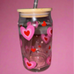 Love hearts theme glass can💗❤️