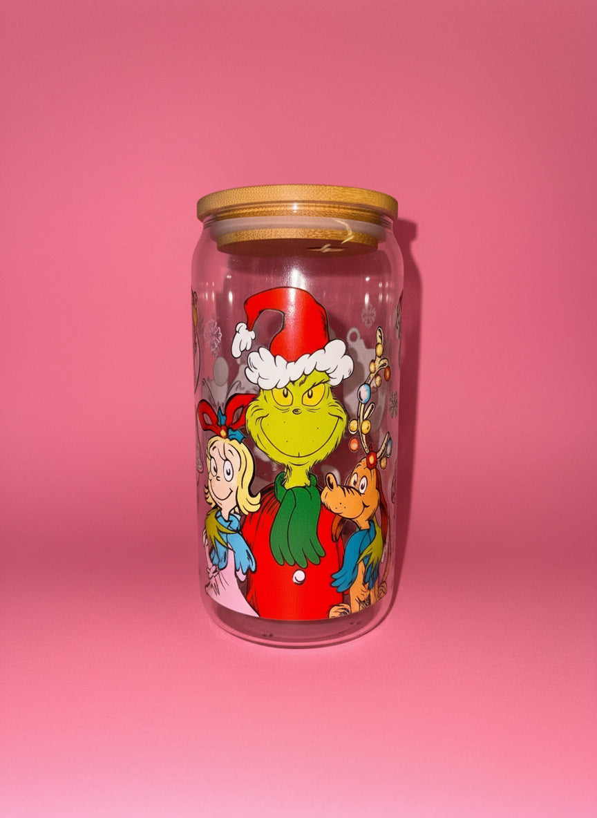 Grinch glass can💚✨