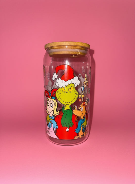 Grinch glass can💚✨