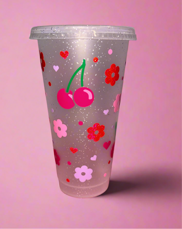 Cherry flower cold cup🍒🌸