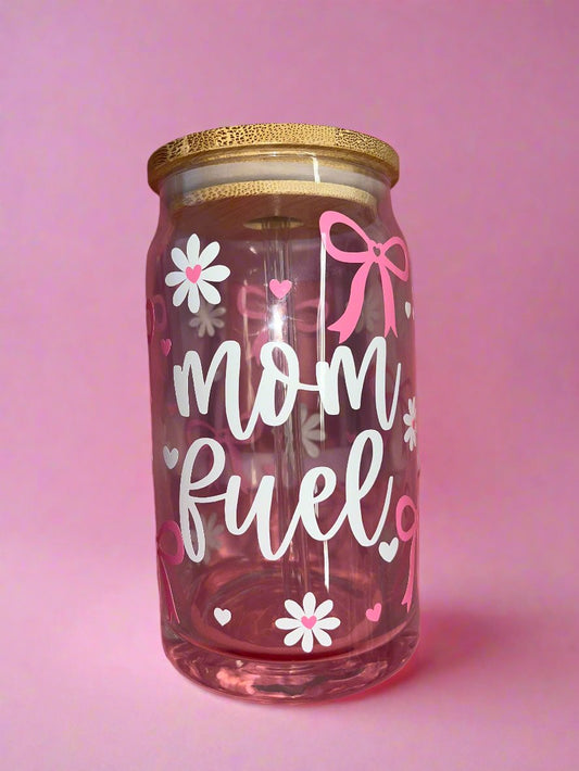 Mom fuel bow and flower glass can🎀🌸