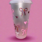 Rose gold and pink bow cold cup🎀✨