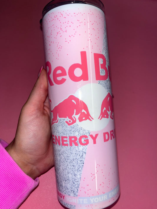 Red bull pink theme 20oz skinny tumbler🩷