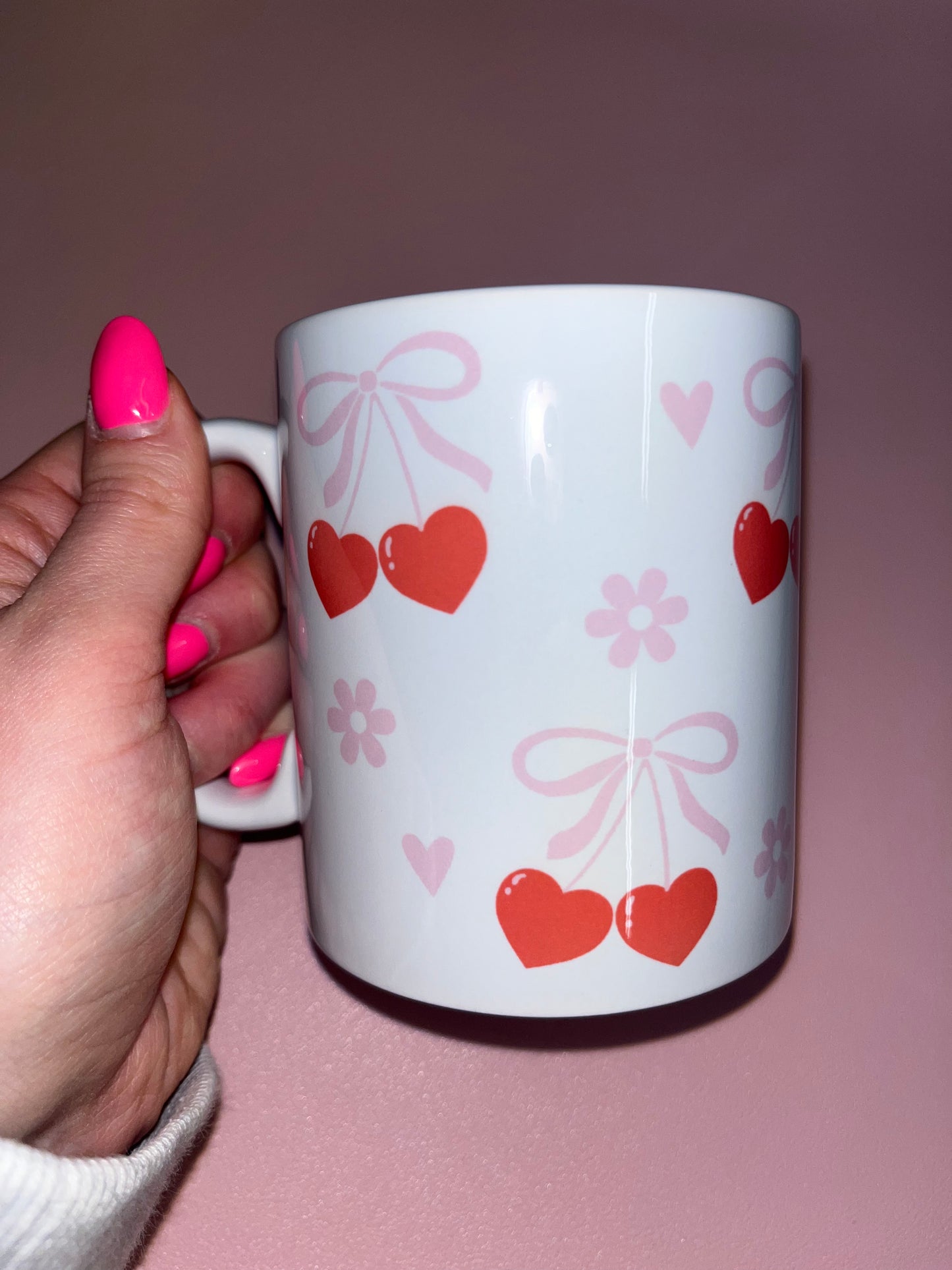 Cherry and bow mug🍒🎀