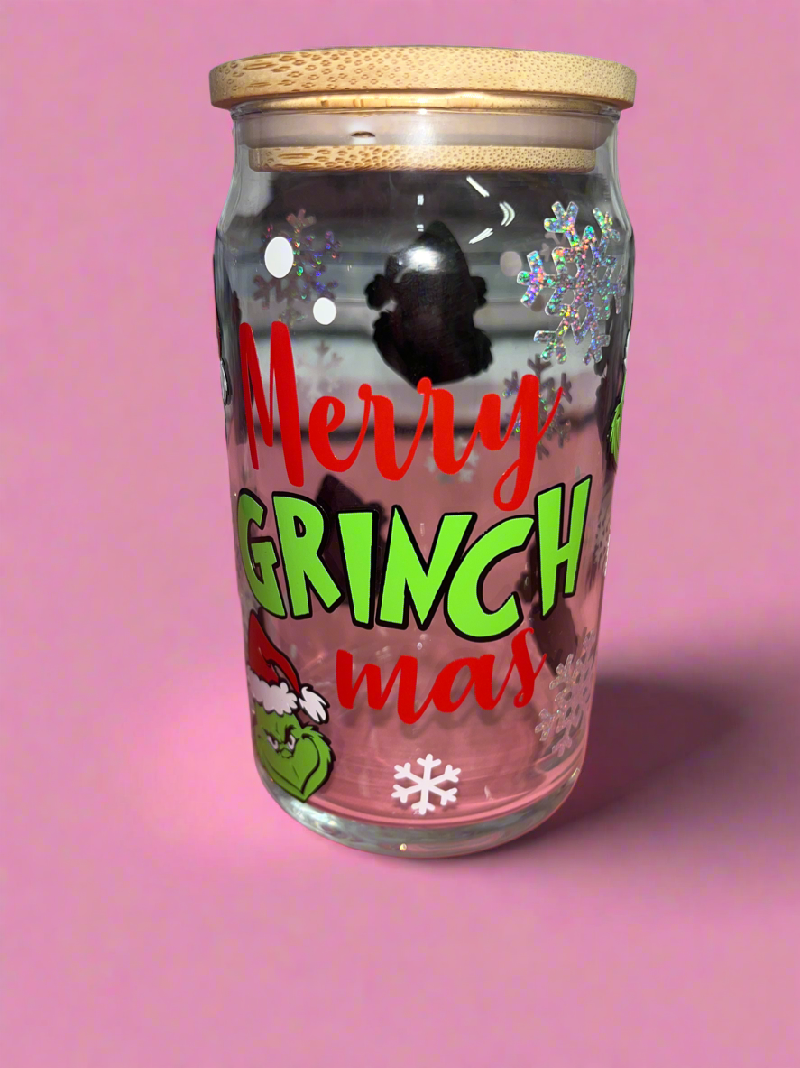 Merry grinchmas glass can💚🫶