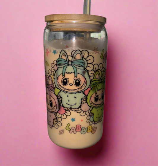 Labubu theme glass cans💕