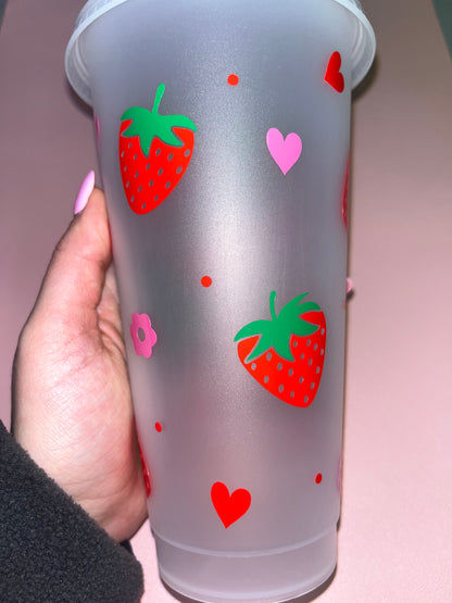 Strawberry theme cold cup🍓🌸