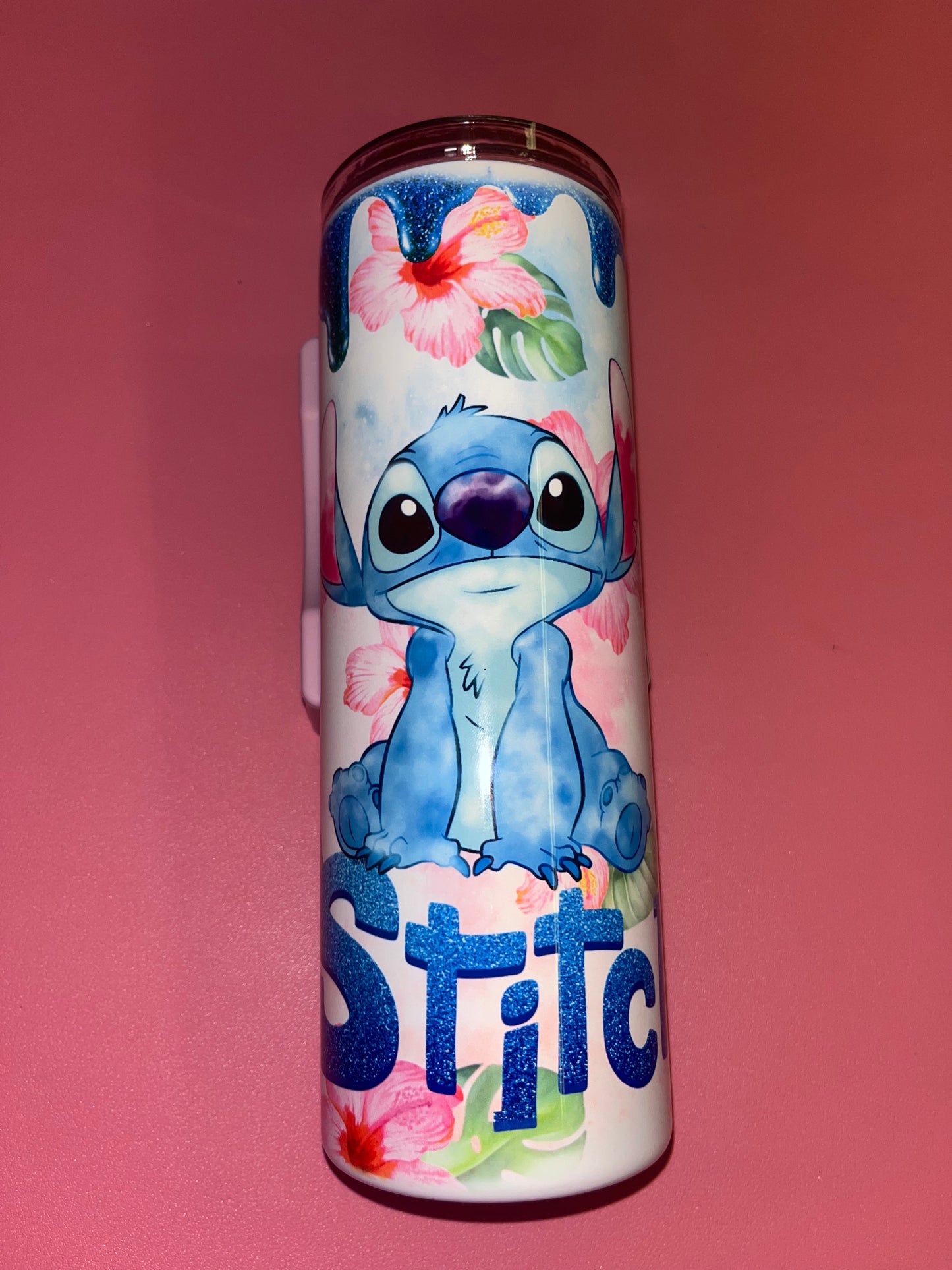 Stitch theme 20oz skinny tumbler💙