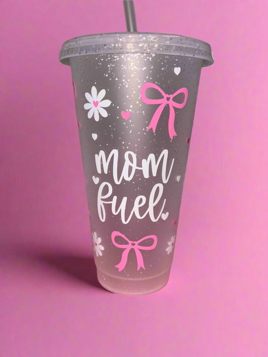 Mom fuel cold cup bow and flower theme 💕🎀