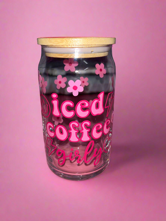 Iced coffee girly glass can🌸💕