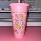 Cute smart and a little bit dramatic pink cold cup💗