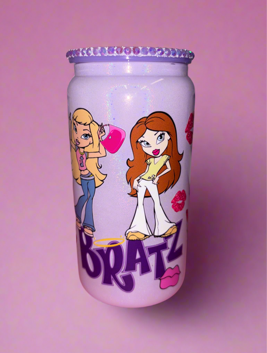 Bratz purple 16oz glass can with gemstone lid💜
