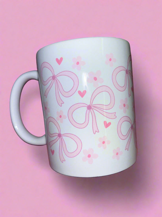 Pink bows and flowers mug🎀🌸