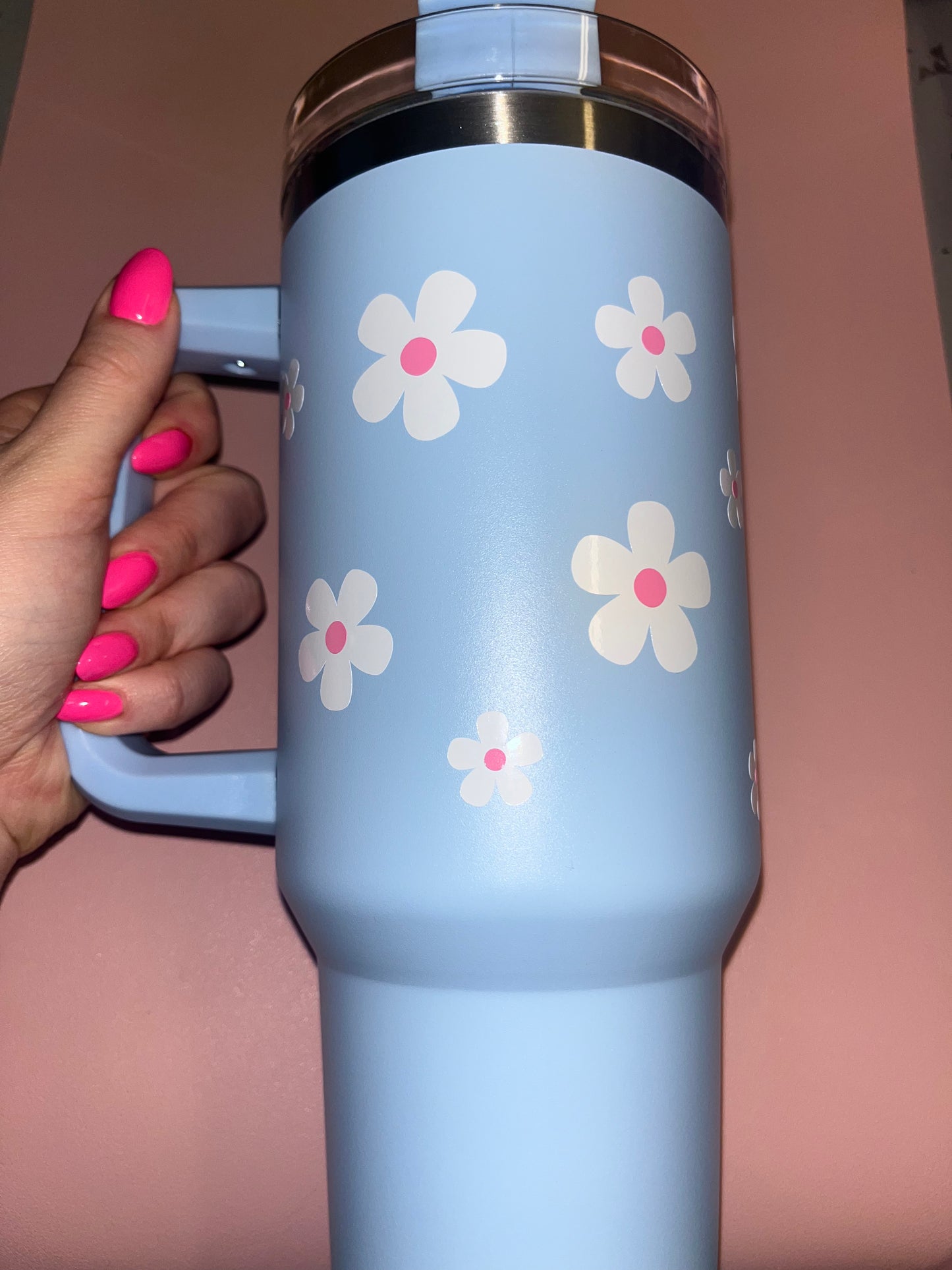 Custom Blue 40oz tumbler💙🌸