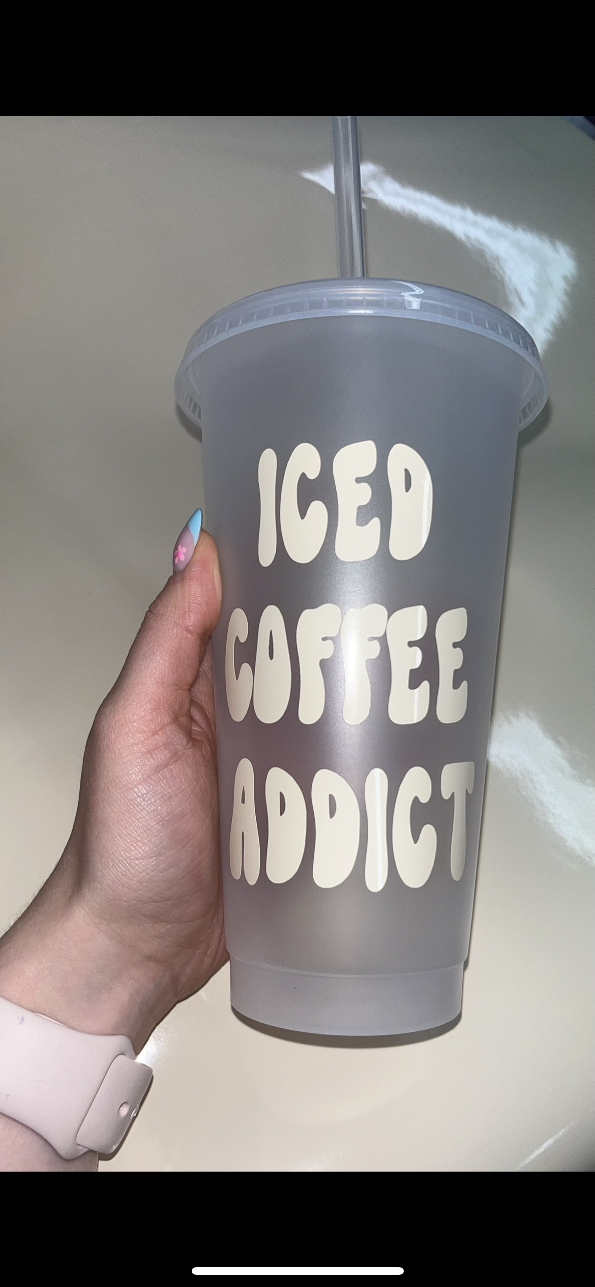 Iced coffee addict cold cup🤍