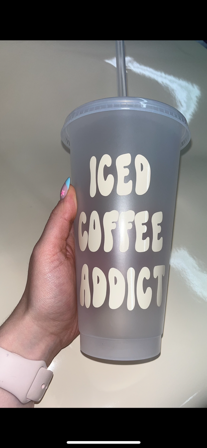 Iced coffee addict cold cup🤍