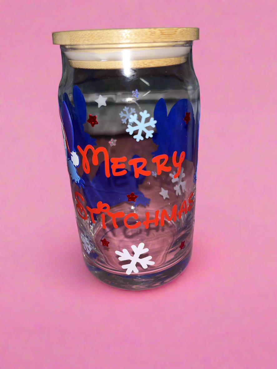 Merry stitchmas glass can💙❄️