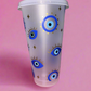 Evil Eye Cold Cup with Evil Eye Straw Topper 💙🧿