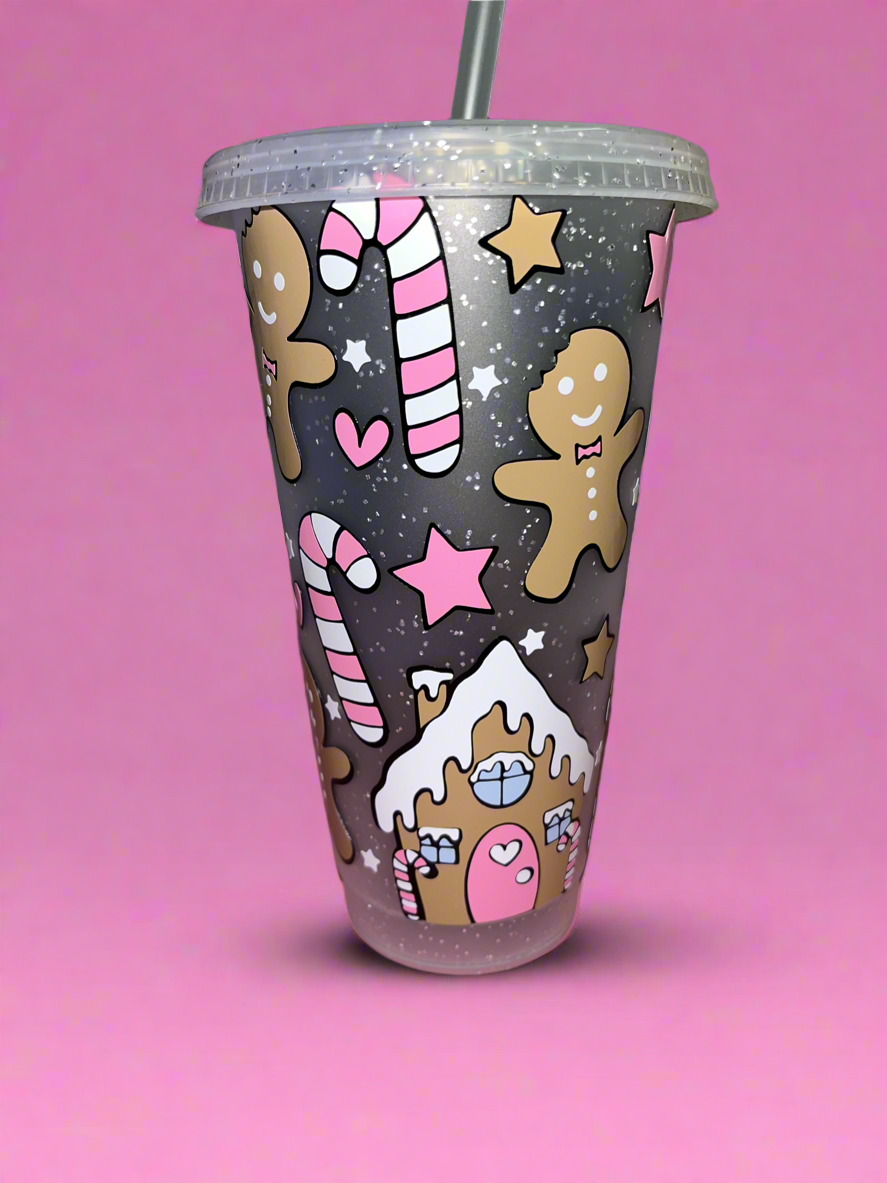 Gingerbread house theme cold cup🩷