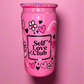 Self love club hot pink 16oz glass can with pink gemstone lid💗