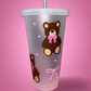 Teddy bear theme cold cup🧸🎀