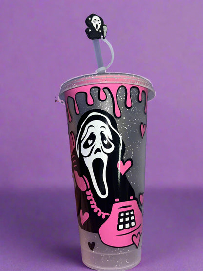 Scream Cold Cup with Straw Topper 🖤💞🔪