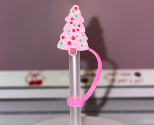 Pink Christmas tree straw topper💕