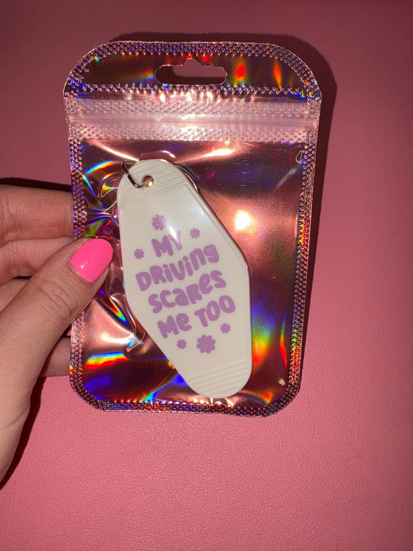 My driving scares me too motel keychain🙋‍♀️