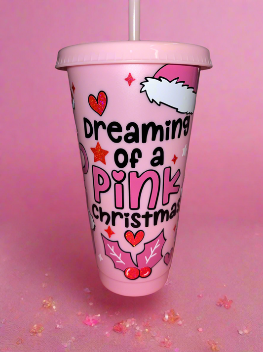 Dreaming of a pink Christmas cold cup🩷