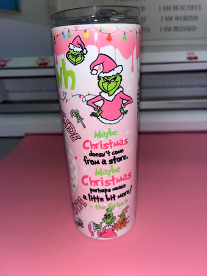 Grinch 20oz skinny tumbler💕✨