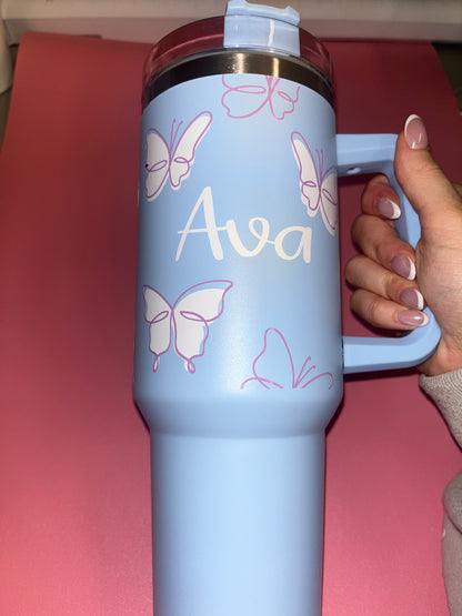 Custom Blue 40oz tumbler💙🌸