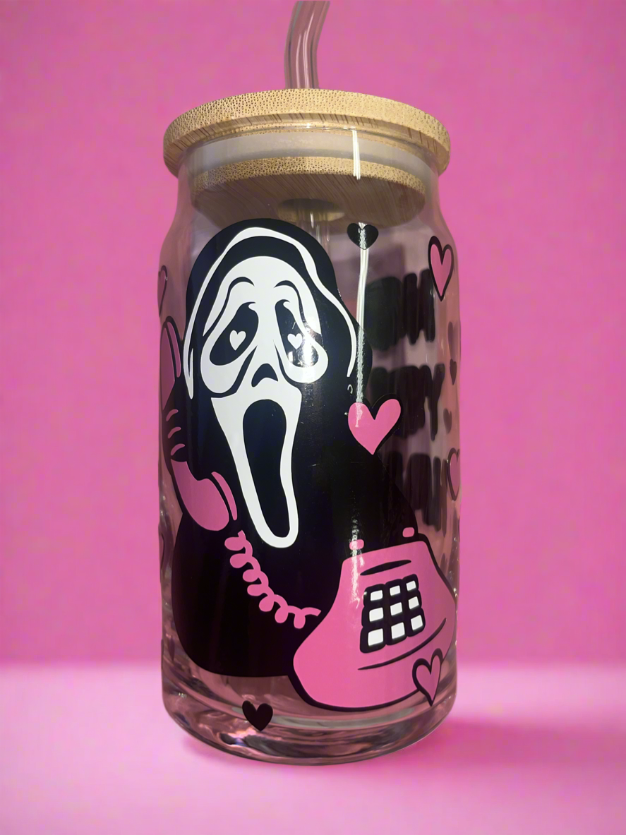 Scream theme glass can