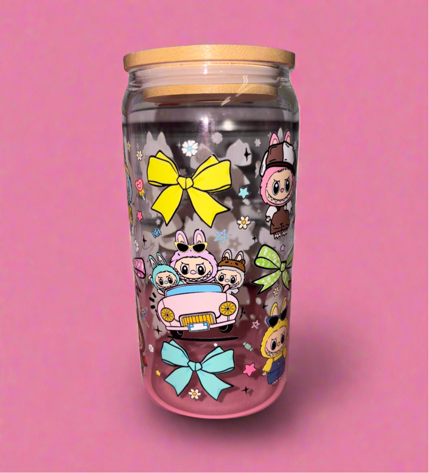 Multi Labubu theme glass can✨