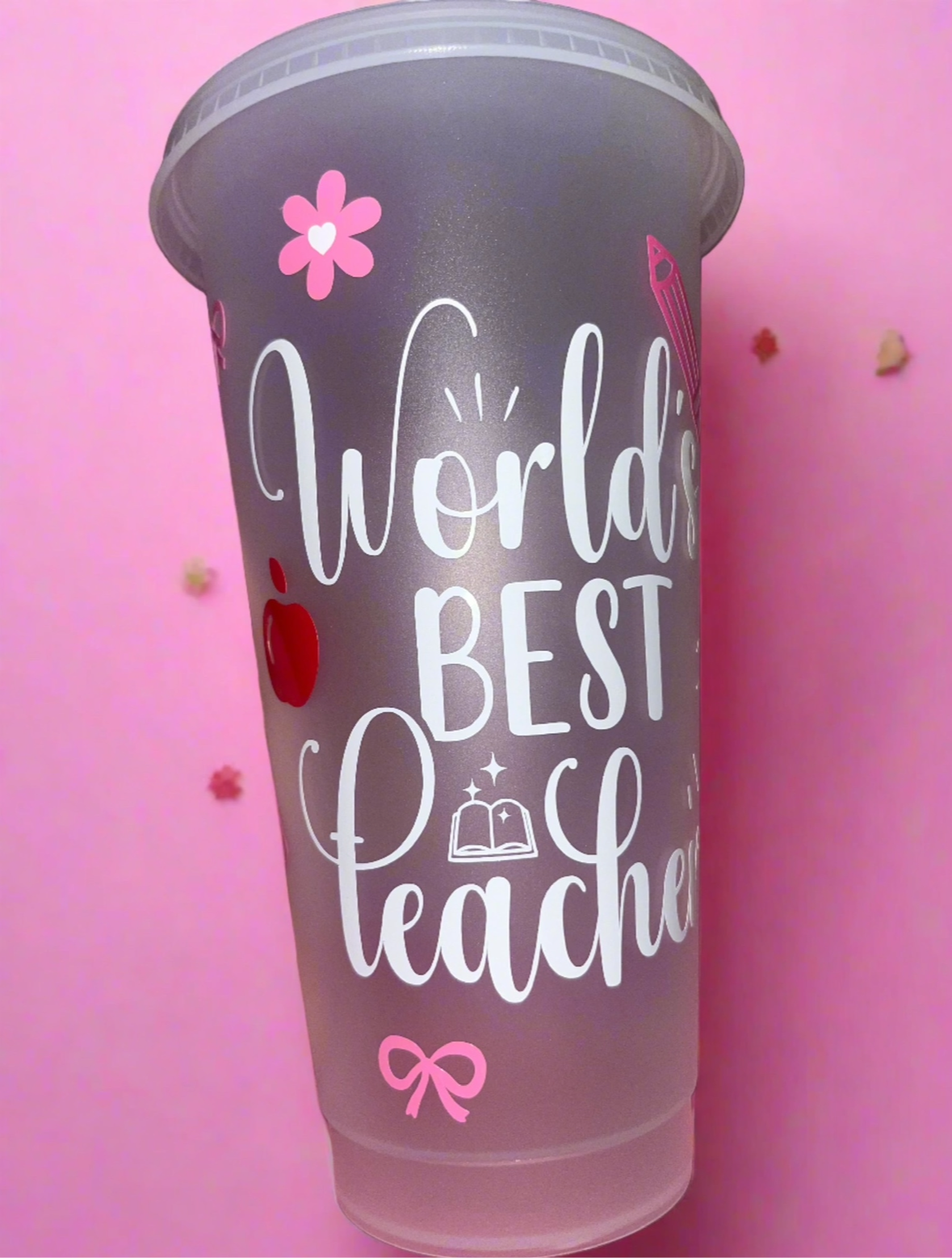 Worlds best teacher cold cup🍎