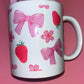 Strawberry and bow theme mug🍓🎀